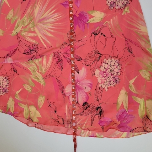 Meghan Matthews Coral Pink Floral Maxi Skirt Womens 16 Flowy Boho Hippie Vtg - Picture 5 of 11